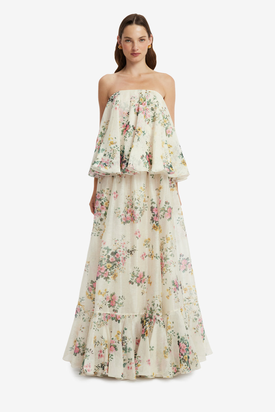 Zinnia Maxi Skirt - Posy Print in Snow Skirts