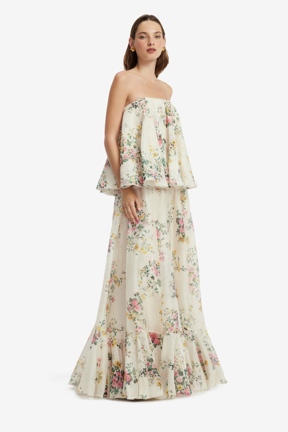 Zinnia Maxi Skirt - Posy Print in Snow Skirts