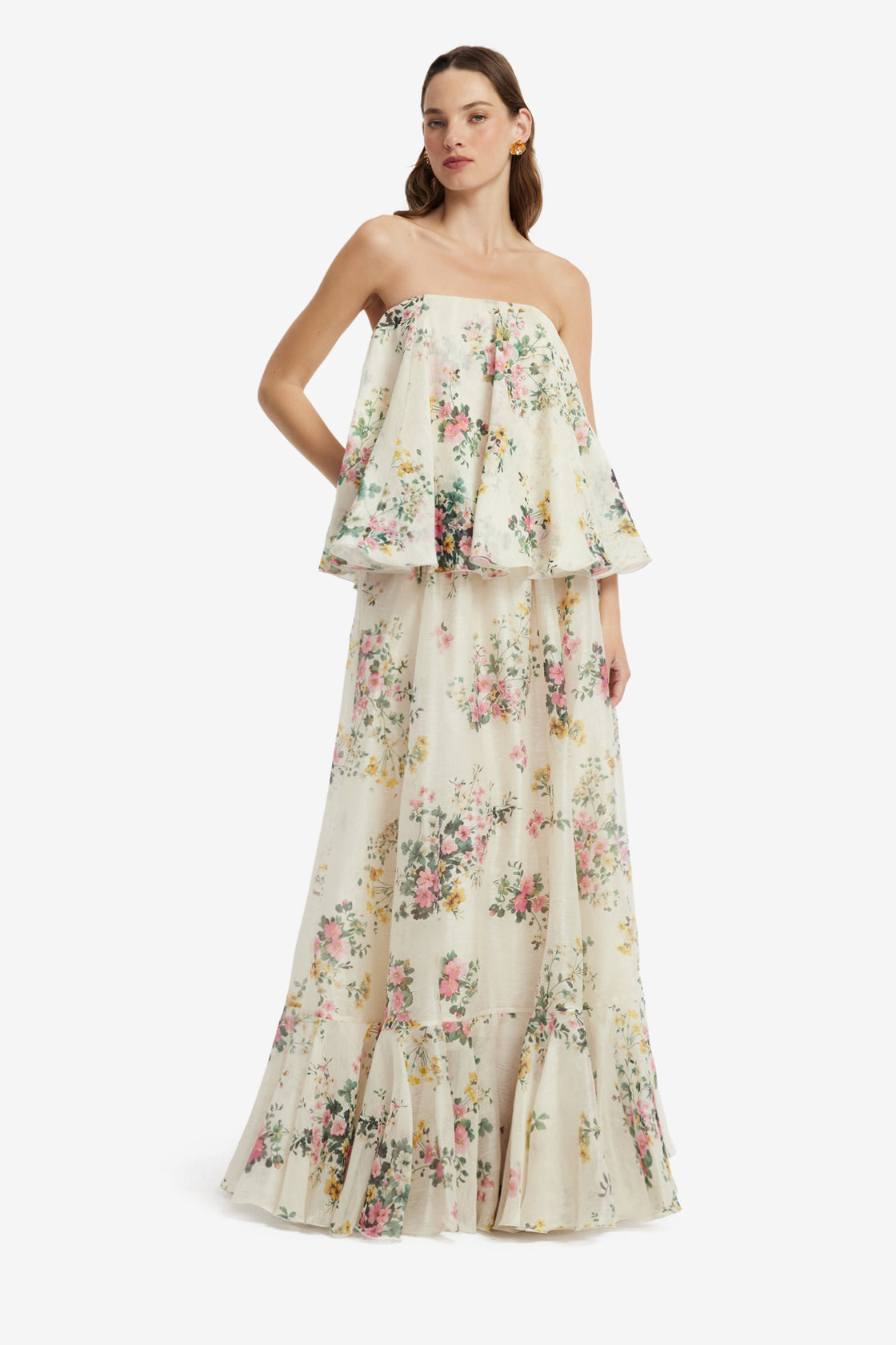 Zinnia Maxi Skirt - Posy Print in Snow Skirts