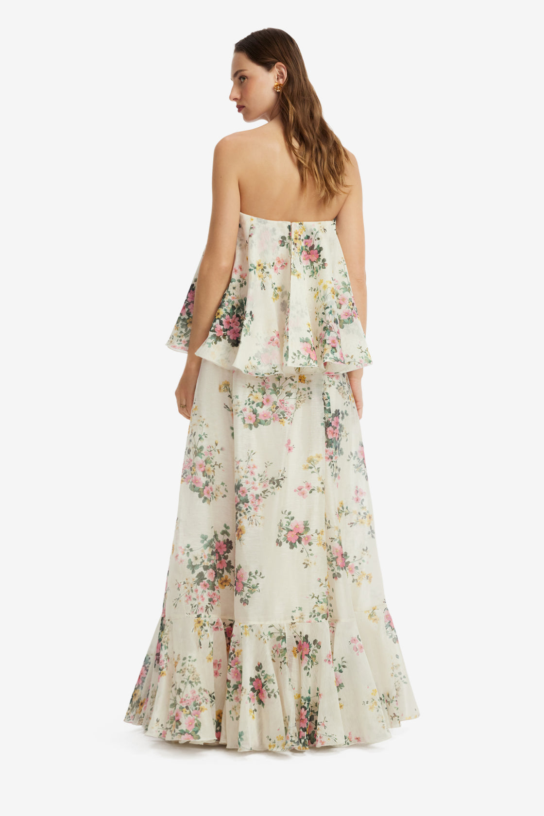 Ixia Bustier Top - Posy Print in Snow Tops