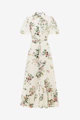 Becca Short Sleeve Midi Dress - Posy Print in Snow Dress Midi