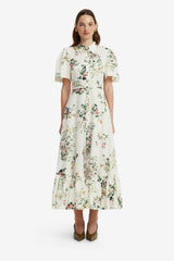 Becca Short Sleeve Midi Dress - Posy Print in Snow Dress Midi