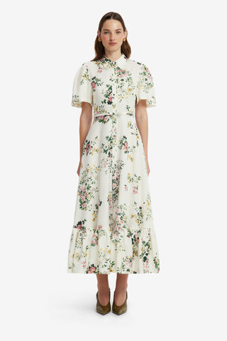 Becca Short Sleeve Midi Dress - Posy Print in Snow Dress Midi