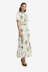 Becca Short Sleeve Midi Dress - Posy Print in Snow Dress Midi