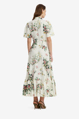 Becca Short Sleeve Midi Dress - Posy Print in Snow Dress Midi
