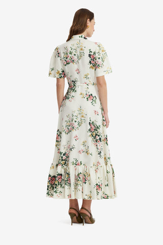 Becca Short Sleeve Midi Dress - Posy Print in Snow Dress Midi