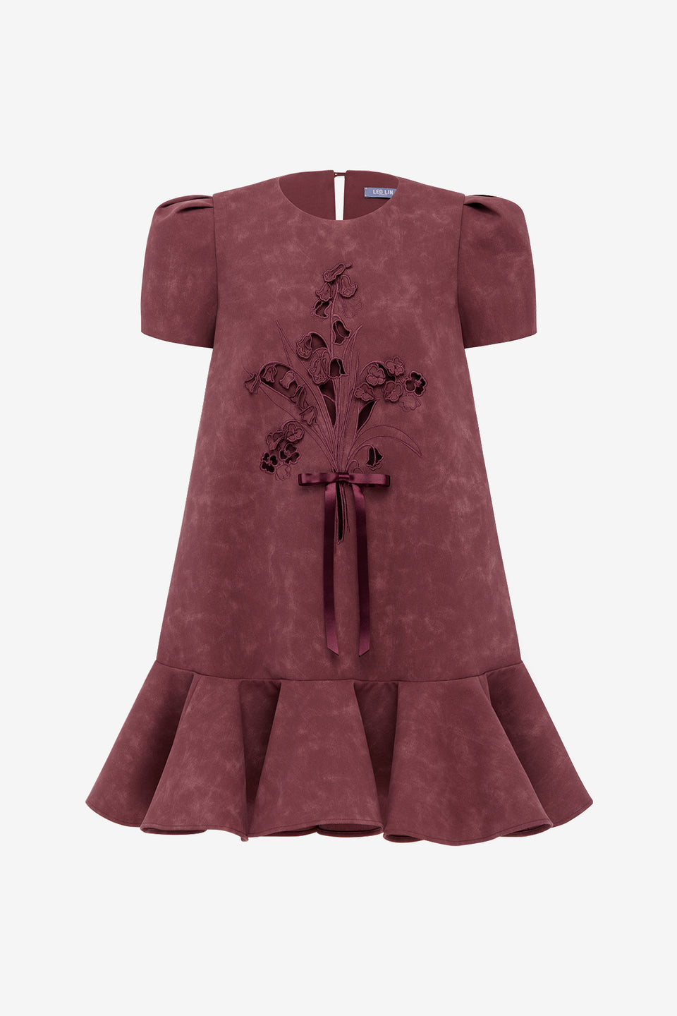 Esther Applique Vegan Suede Mini Dress - Mahogany Dress Mini