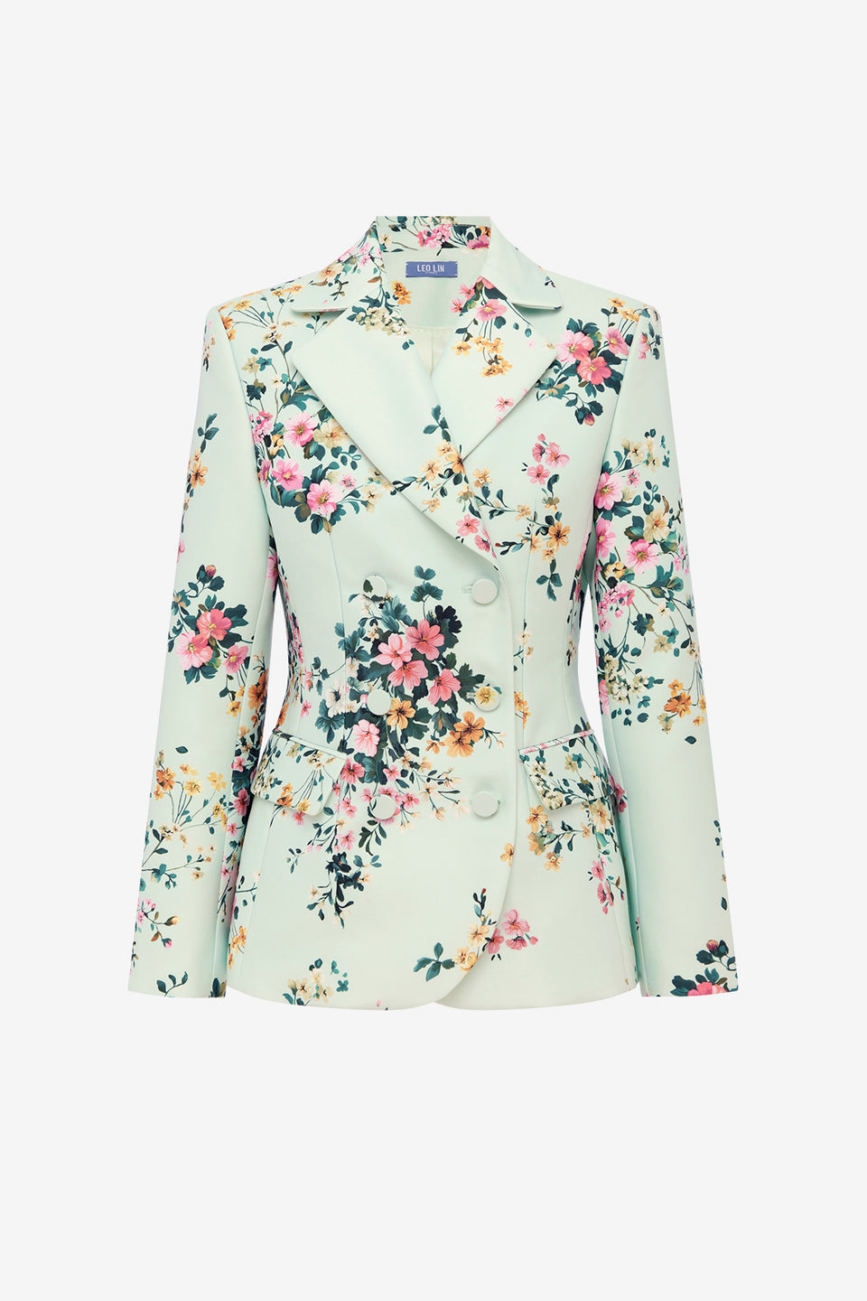 Margaux Double Breasted Fitted Blazer - Posy Print in Mint Blazer