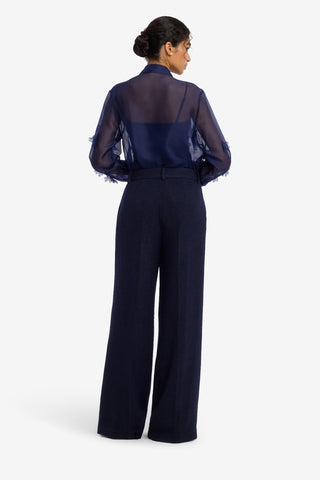 Elisha Tweed Wide Leg Pants - Midnight Pants