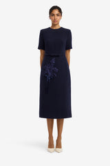 Elizabeth Short Sleeve Tweed Midi Dress - Midnight Midi Dress