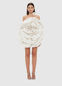 Exclusive Leo Lin Bloom Rose Mini Dress - Vanilla