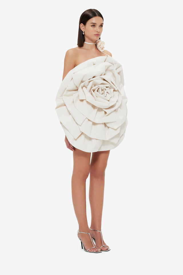 Exclusive Leo Lin Bloom Rose Mini Dress - Vanilla