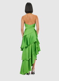 Exclusive Leo Lin Naomi Asymmetric Halterneck Dress in Tropical