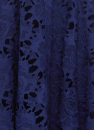 Exclusive Leo Lin Aliyah Lace Butterfly Sleeve Midi Dress in Oxford blue