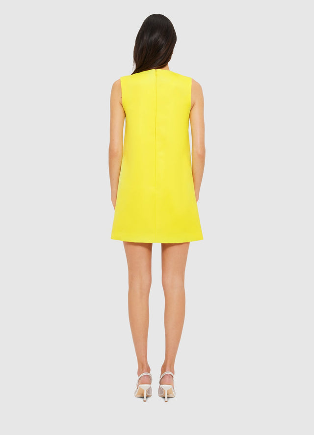 Exclusive Leo Lin Yvonne Appliqué Floral Mini Dress in Iris Print in Yellow