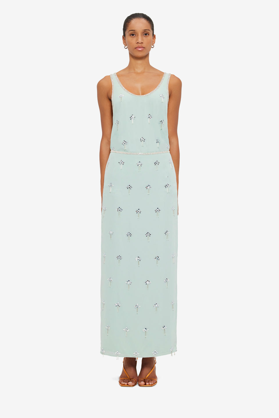 Exclusive LEO LIN Clémentine Embellished Maxi Skirt in Pistachio