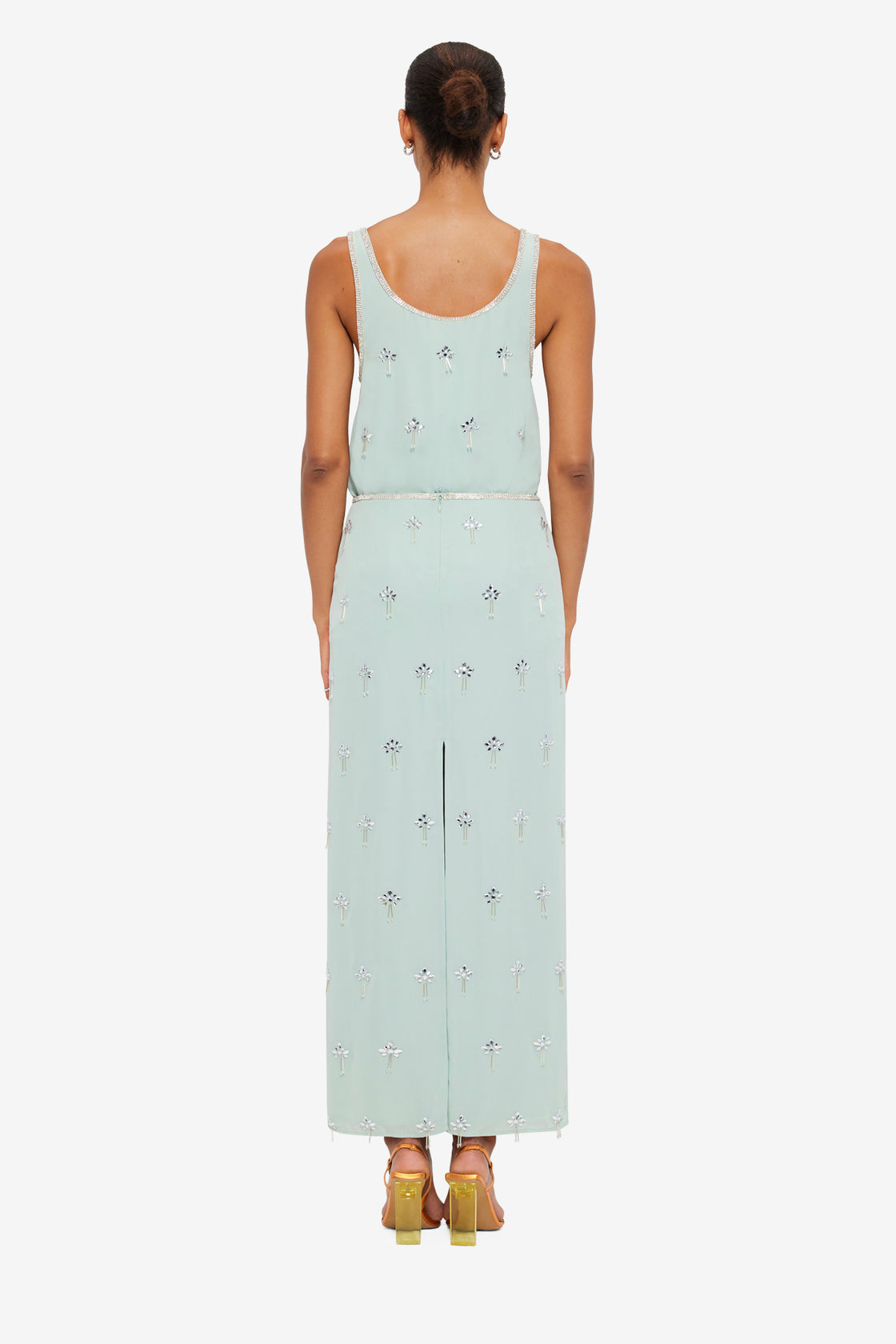 Exclusive LEO LIN Clémentine Embellished Maxi Skirt in Pistachio