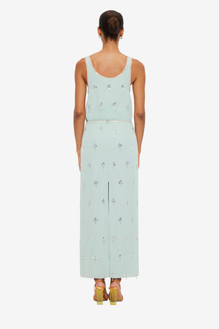 Exclusive LEO LIN Clémentine Embellished Maxi Skirt in Pistachio