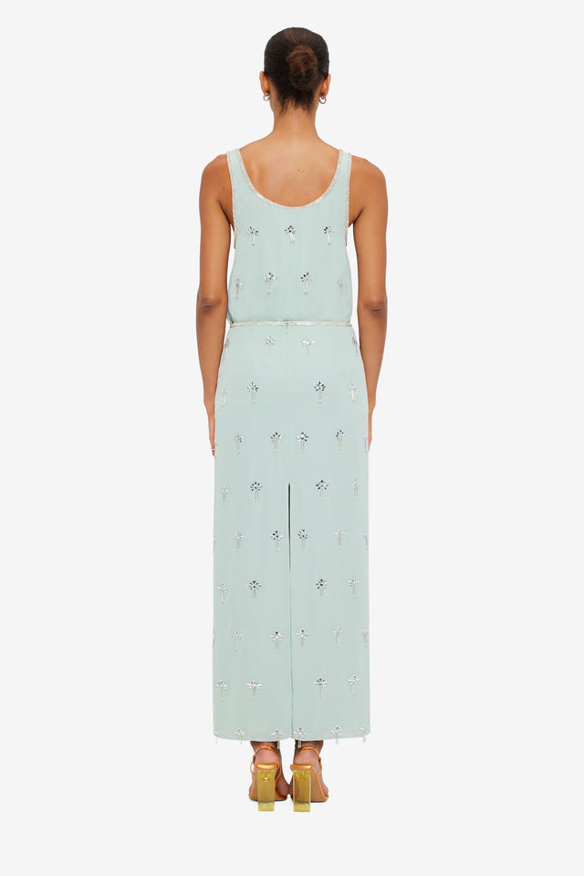 Exclusive LEO LIN Clémentine Embellished Maxi Skirt in Pistachio