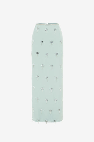 Exclusive LEO LIN Clémentine Embellished Maxi Skirt in Pistachio