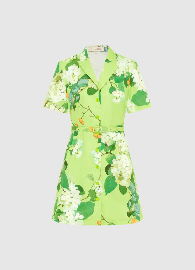 Exclusive Leo Lin Brigitte Mini Dress in Hydrangea in Lime