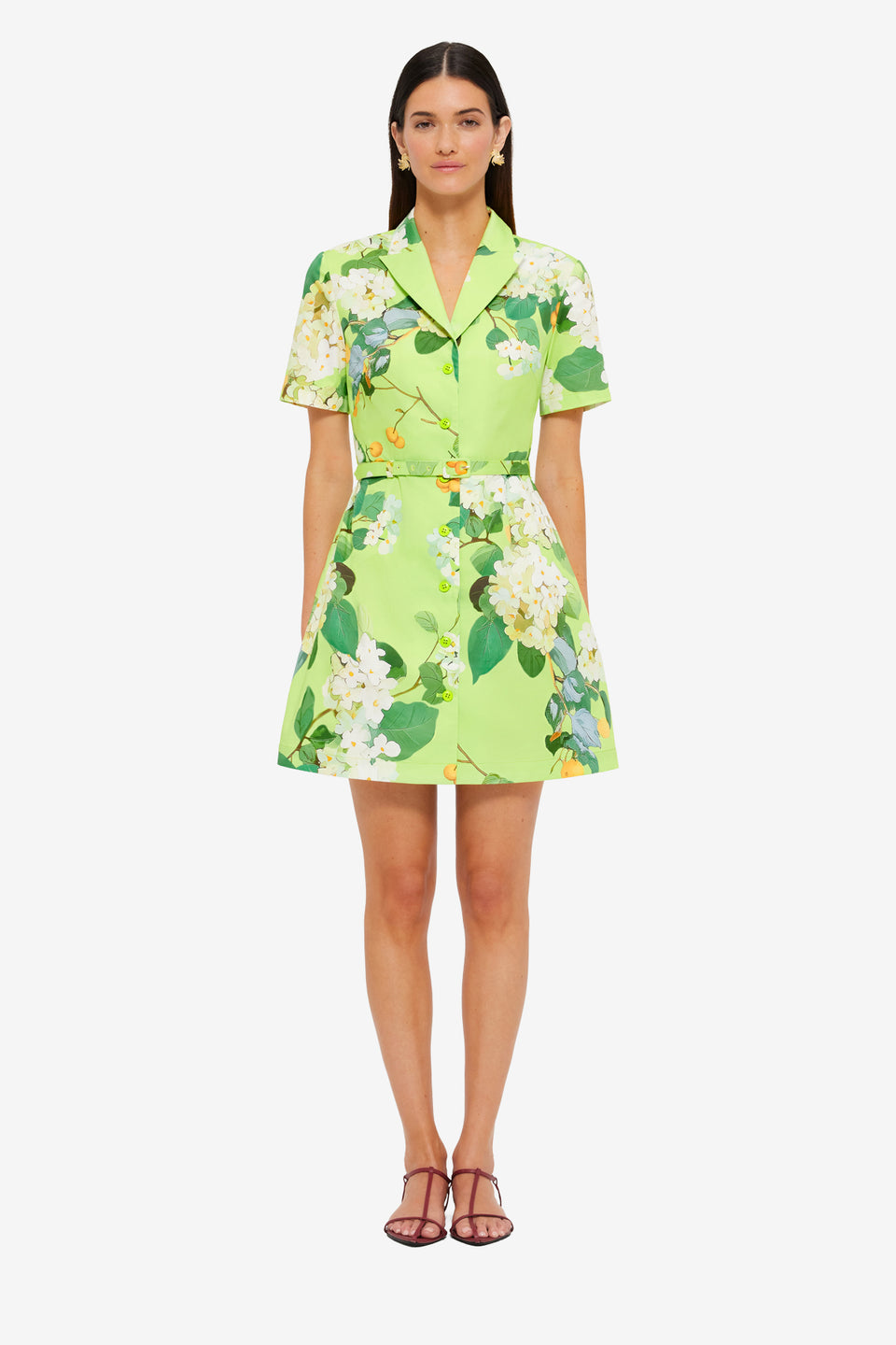Exclusive Leo Lin Brigitte Mini Dress in Hydrangea in Lime