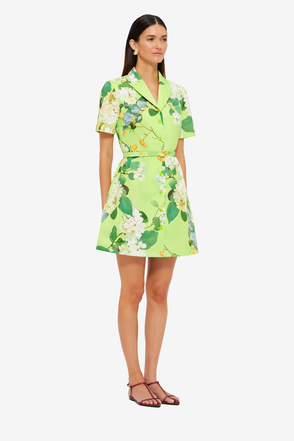 Exclusive Leo Lin Brigitte Mini Dress in Hydrangea in Lime