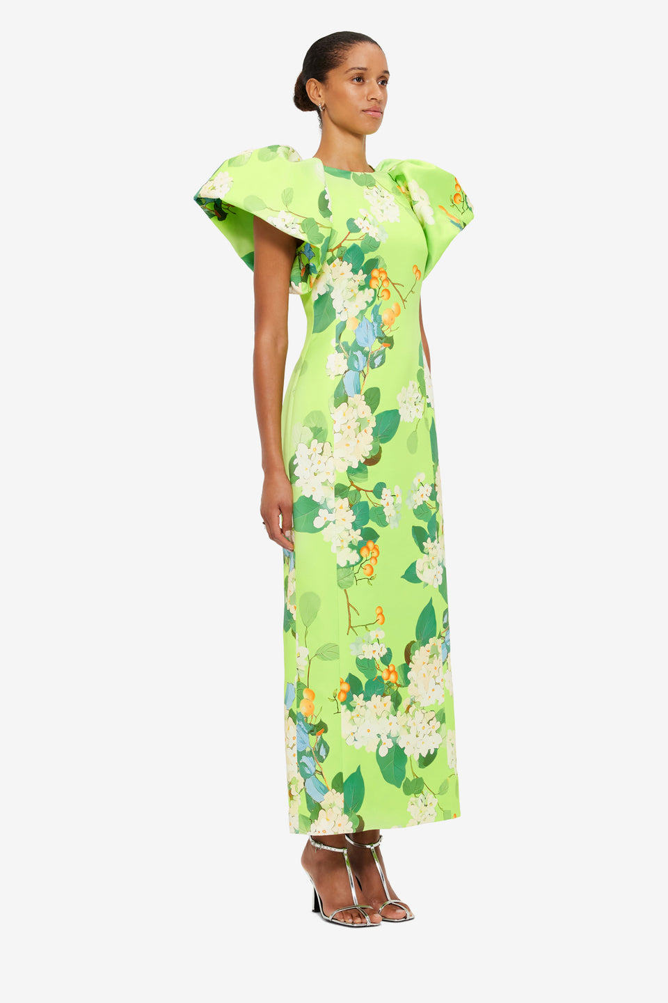 Exclusive Leo Lin Lucinda Maxi Dress in Hydrangea Print in Lime