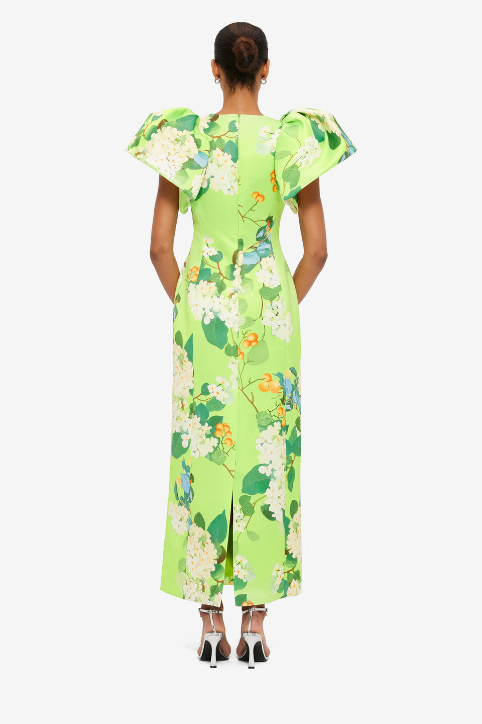 Exclusive Leo Lin Lucinda Maxi Dress in Hydrangea Print in Lime