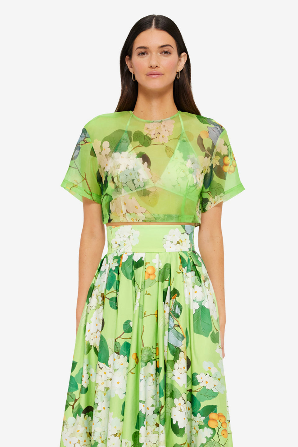 Exclusive Leo Lin Indie Sleeve Top in Hydrangea in Lime
