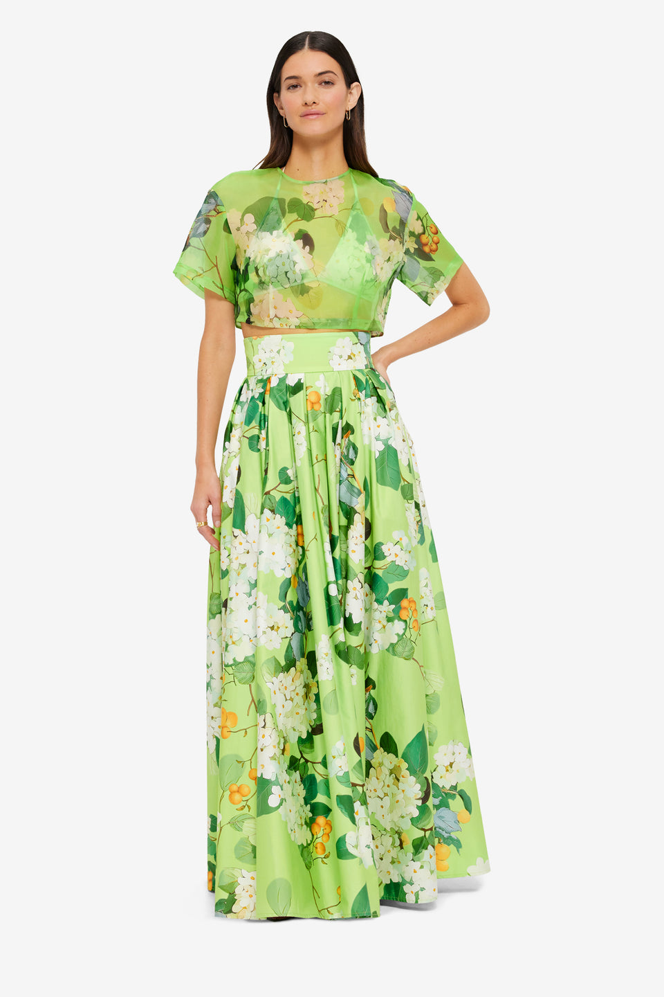 Exclusive Leo Lin Indie Sleeve Top in Hydrangea in Lime