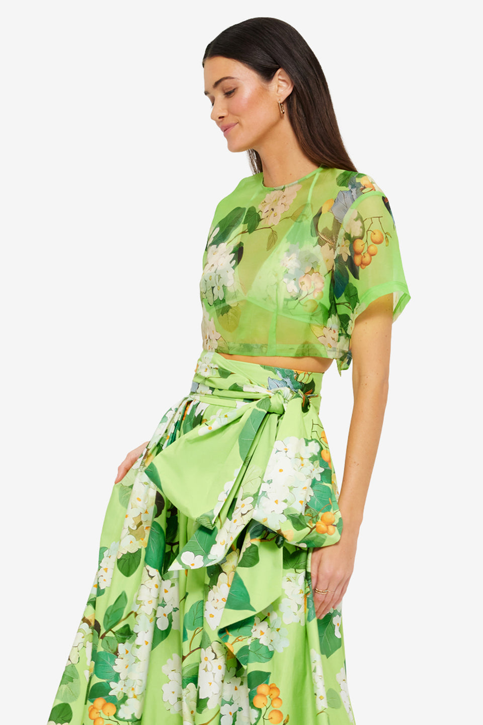 Exclusive Leo Lin Indie Sleeve Top in Hydrangea in Lime