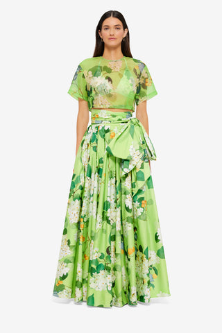 Exclusive Leo Lin Valerie Maxi Skirt in Hydrangea in Lime