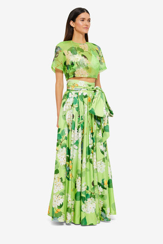 Exclusive Leo Lin Valerie Maxi Skirt in Hydrangea in Lime