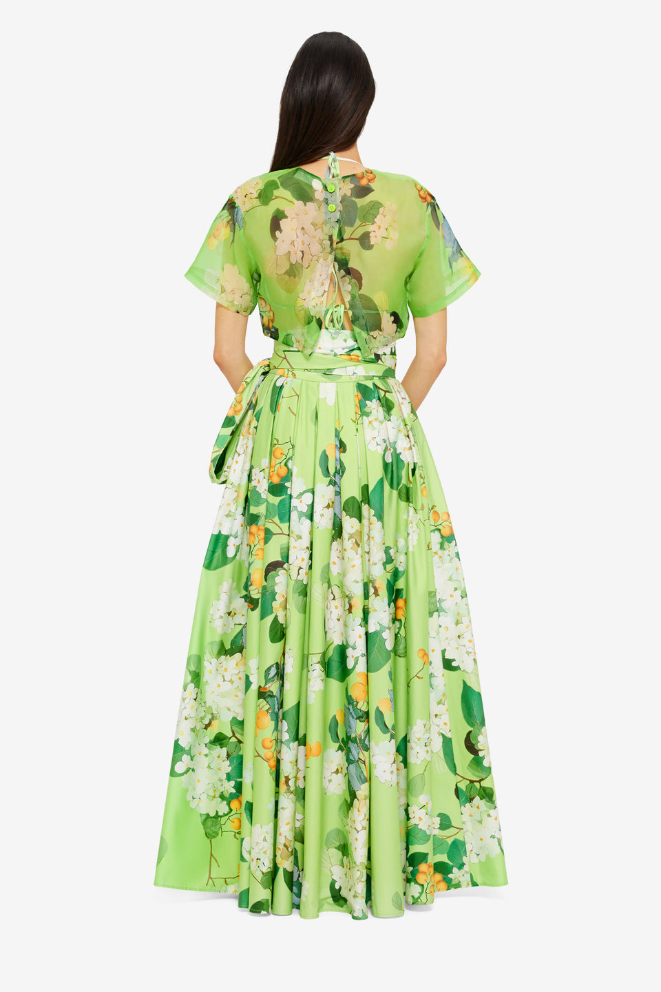 Exclusive Leo Lin Valerie Maxi Skirt in Hydrangea in Lime