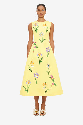Exclusive LEO LIN Cleo Midi Dress in Wild Flower in Sorbet