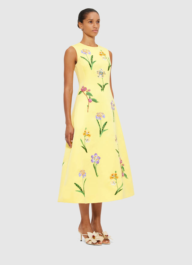 Exclusive Leo Lin Cleo Sleeveless Midi Dress in Wild Flower Print in Sorbet