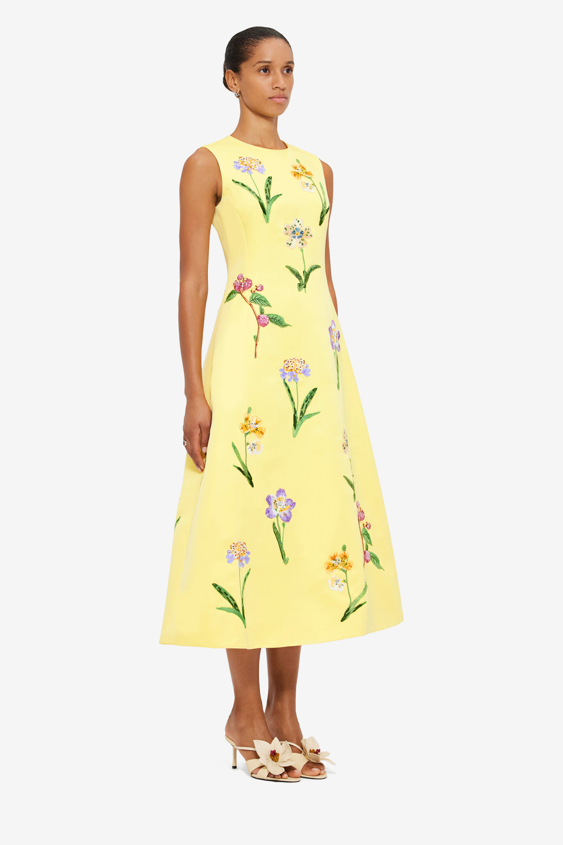 Exclusive LEO LIN Cleo Midi Dress in Wild Flower in Sorbet