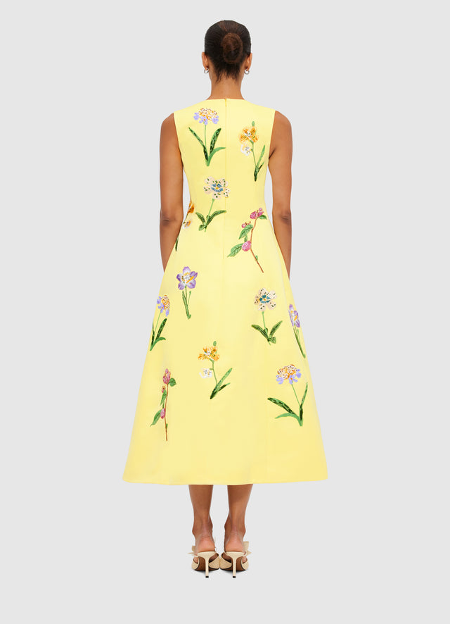 Exclusive Leo Lin Cleo Sleeveless Midi Dress in Wild Flower Print in Sorbet