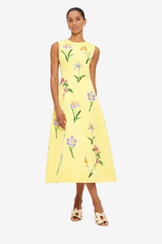 Exclusive LEO LIN Cleo Midi Dress in Wild Flower in Sorbet