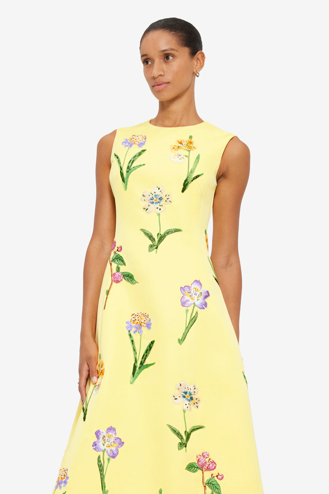 Exclusive LEO LIN Cleo Midi Dress in Wild Flower in Sorbet