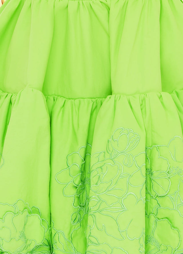 Exclusive Leo Lin Skye Appliqué Bustier Mini Dress in Lime