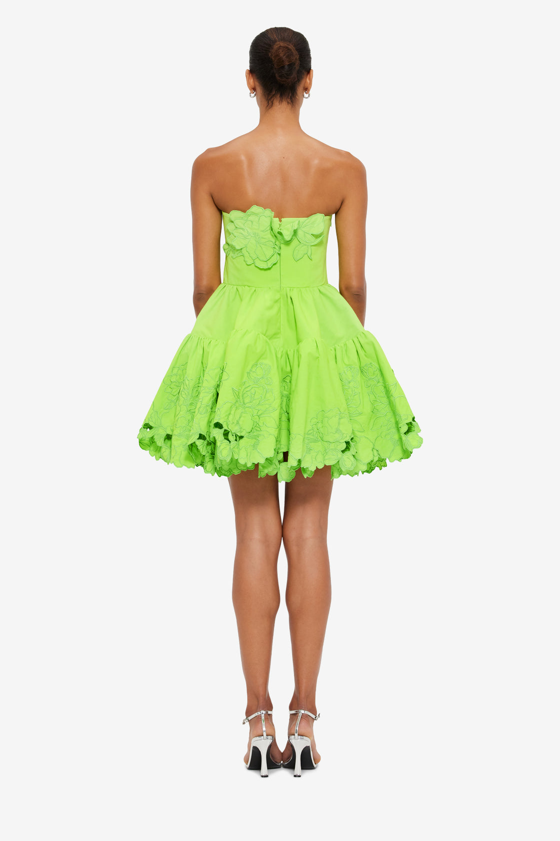 Exclusive Leo Lin Skye Appliqué Bustier Mini Dress in Lime