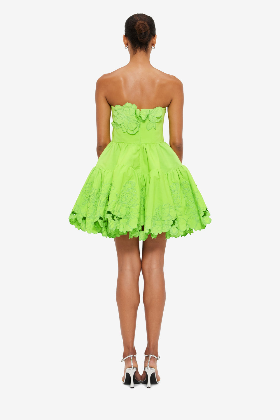 Exclusive Leo Lin Skye Appliqué Bustier Mini Dress in Lime