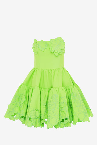 Exclusive Leo Lin Skye Appliqué Bustier Mini Dress in Lime