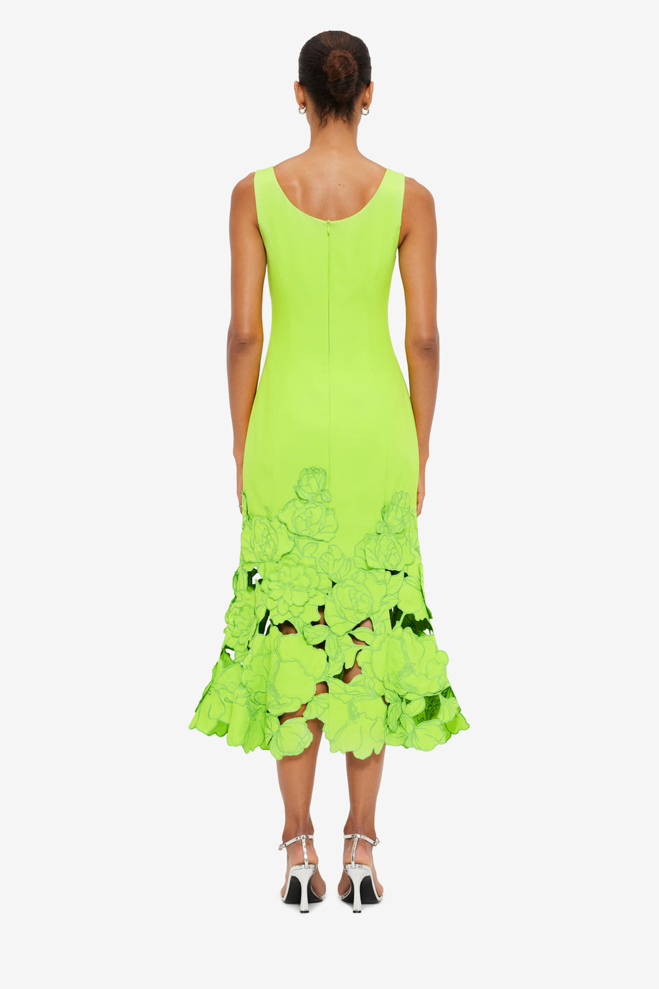 Exclusive Leo Lin Emily Appliqué Midi Dress in Lime