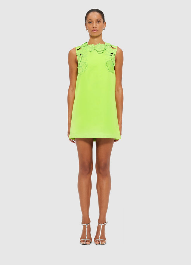 Exclusive LEO LIN Blair Appliqué Mini Dress in Lime