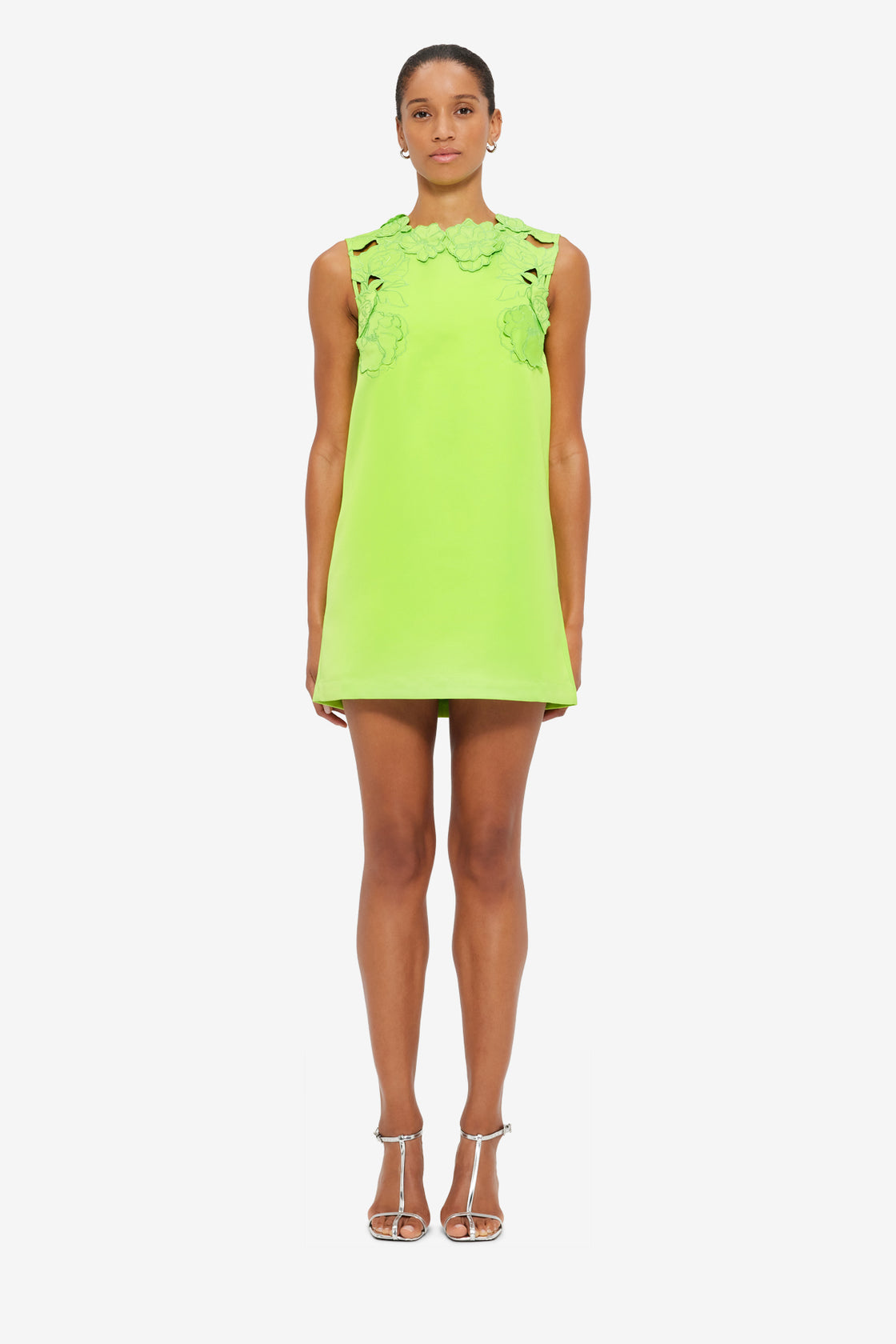 Exclusive LEO LIN Blair Appliqué Mini Dress in Lime