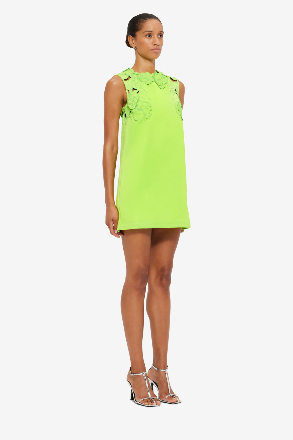 Exclusive LEO LIN Blair Appliqué Mini Dress in Lime