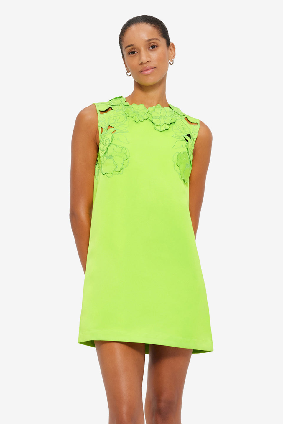 Exclusive LEO LIN Blair Appliqué Mini Dress in Lime